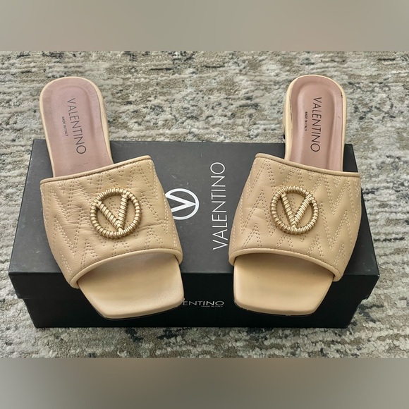 Sold out Mario Valentino Afrodite Quilted Slide Sandals Double Logo - Picture 3 of 9